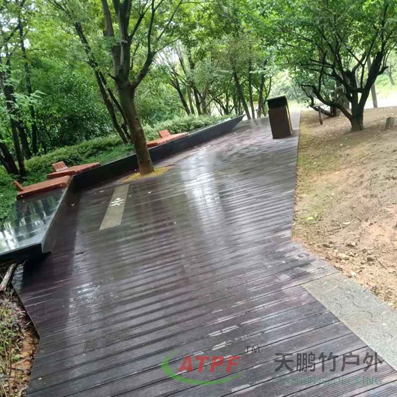 ISO14000 Dark Bamboo Decking Boards for Balcony Park 12 Ft
